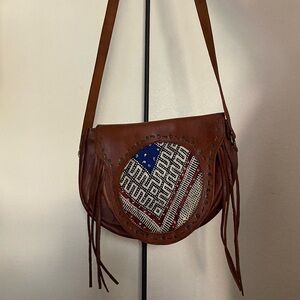 Brown Leather Fringe Crossbody Bag